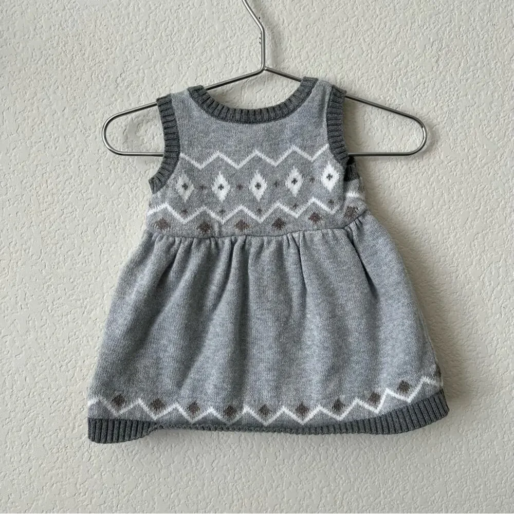 Carter’s Gray White Sweater Knit Sleeveless Dress